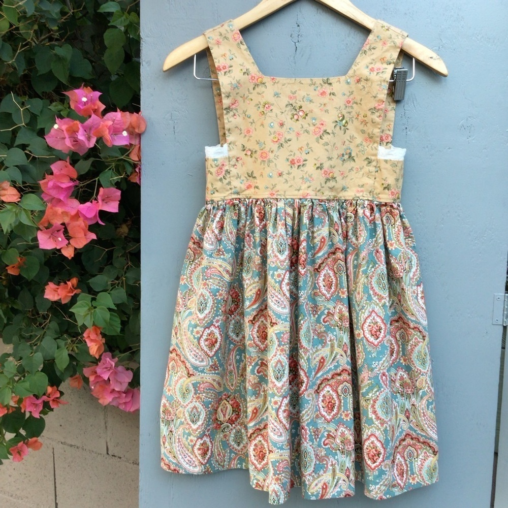 Paisley Handmade Sleeveless Little Cottage Peasant Dress - Picture 4 of 9